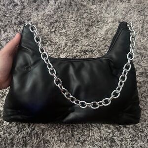 Forever 21 Black and Silver Chain Shoulder Bag
